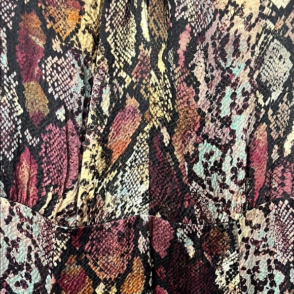 Rebecca Taylor Brown and Pink A-line V-neck Silk Snakeprint Dress Size 2 - Picture 9 of 9